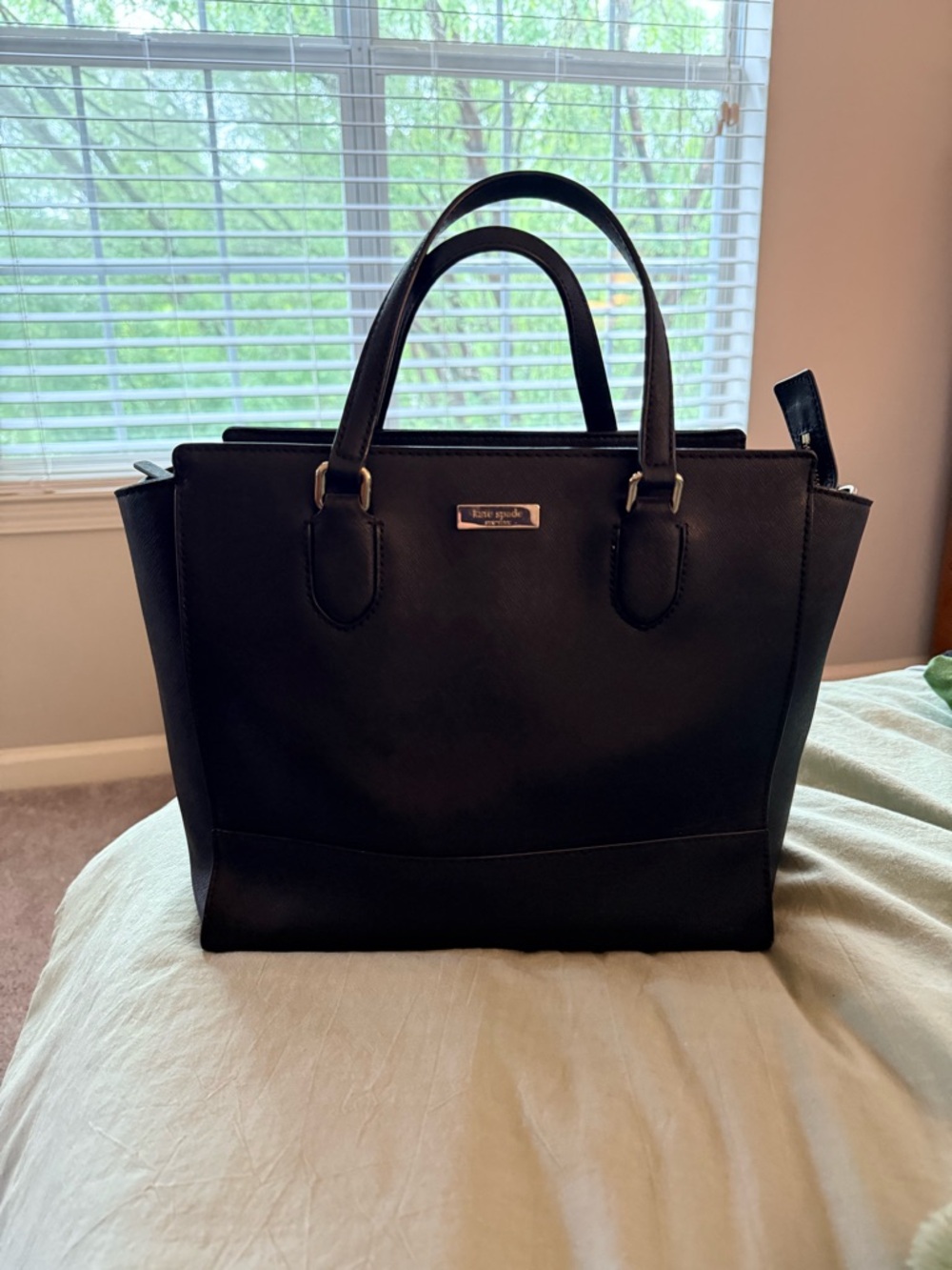 kate spade Black Structured Saffiano Satchel